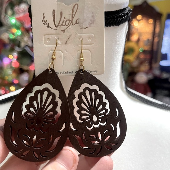 Dangling Wooden Earrings - Picture 1 of 1